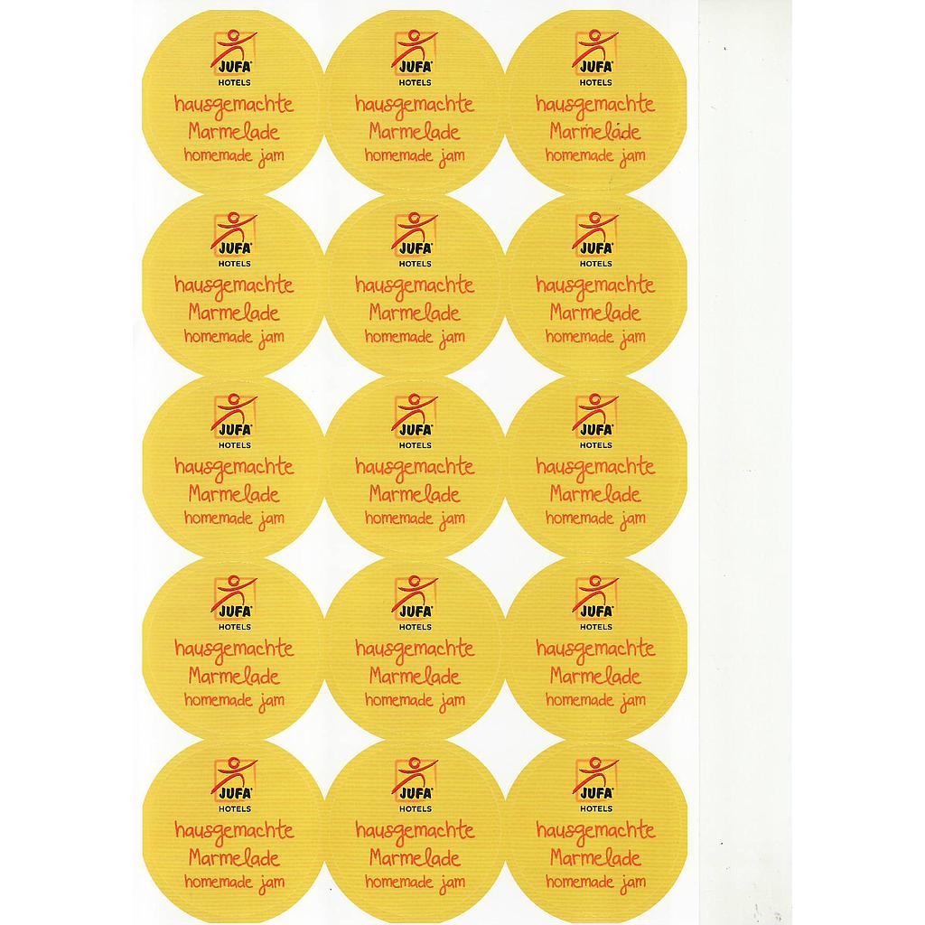 H1014 Aufkleber Marmelade 55 mm rund 1 Bogen/15 Stück