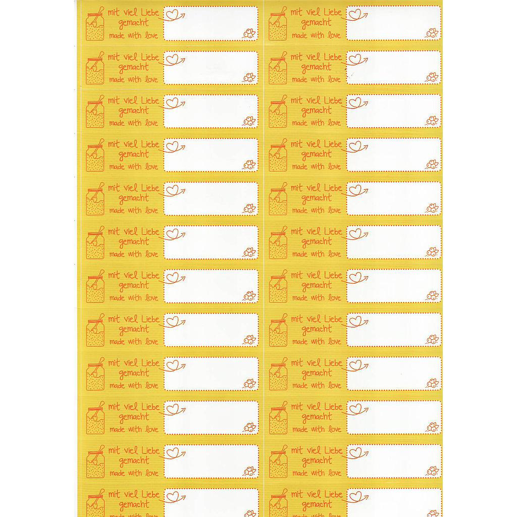 H1015 Aufkleber Marmelade eckig 1 Bogen/26 Stück